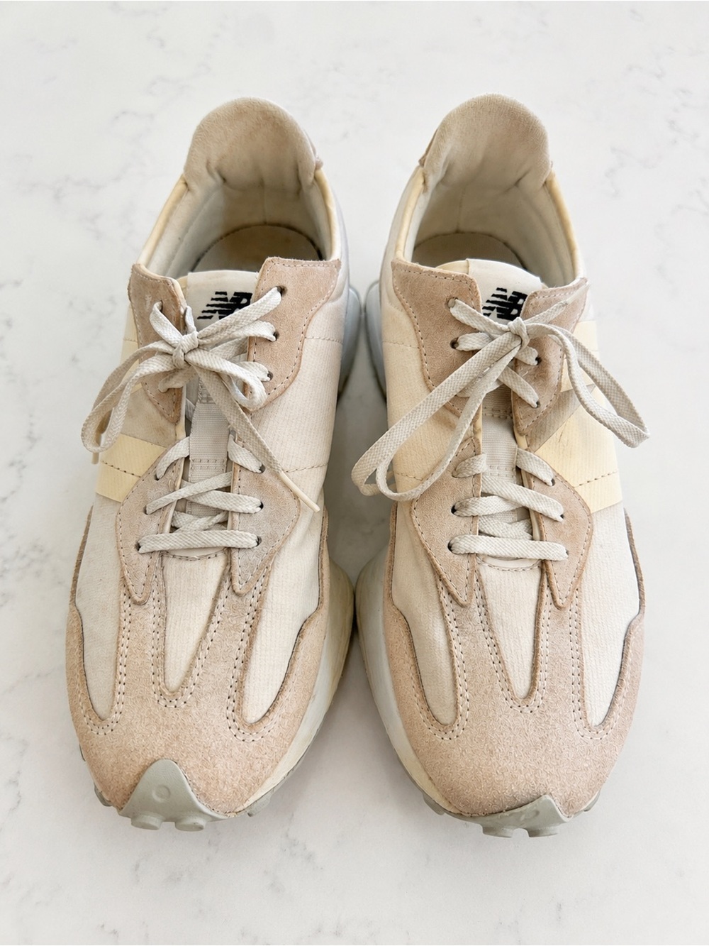 New Balance Beige and Cream Suede Low-Top Sneakers